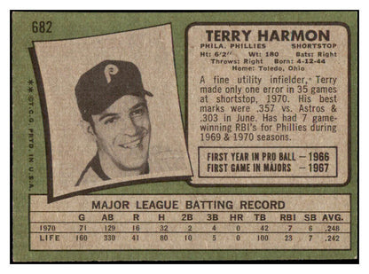 1971 Topps Baseball #682 Terry Harmon Philles EX-MT 514256