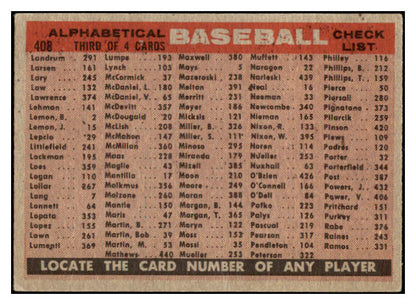 1958 Topps Baseball #408 Baltimore Orioles Team VG-EX 514344