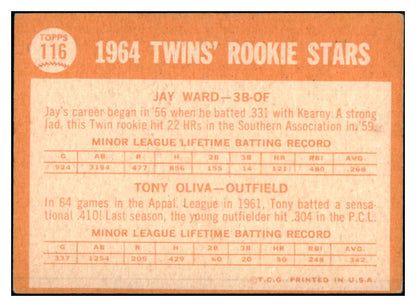 1964 Topps Baseball #116 Tony Oliva Twins VG-EX 514395