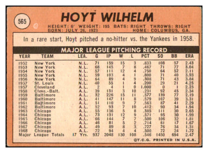 1969 Topps Baseball #565 Hoyt Wilhelm Angels VG-EX 514399