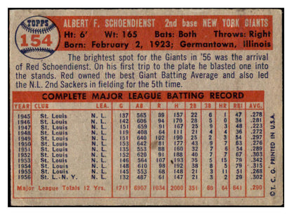 1957 Topps Baseball #154 Red Schoendienst Giants VG-EX 514442
