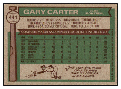1976 Topps Baseball #441 Gary Carter Expos EX-MT 514649