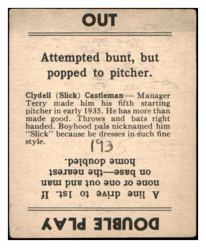 1936 Goudey Clydell Castleman Giants GD-VG ink back 515776