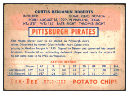 1954 Dan Dee Curt Roberts Pirates VG 515810
