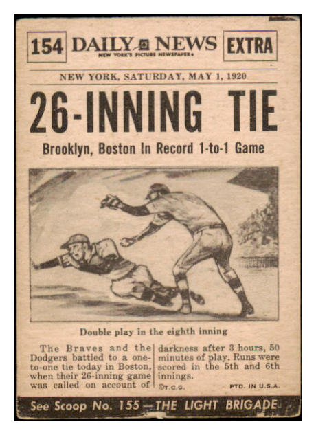 1954 Topps Scoops #154 Brooklyn Dodgers Boston Braves VG-EX 516353