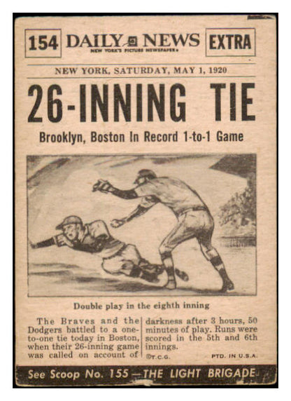 1954 Topps Scoops #154 Brooklyn Dodgers Boston Braves VG-EX 516353