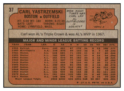 1972 Topps Baseball #037 Carl Yastrzemski Red Sox VG-EX 516960