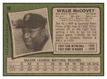 1971 Topps Baseball #050 Willie McCovey Giants EX-MT 516962