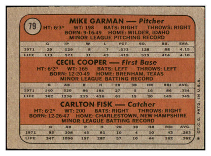 1972 Topps Baseball #079 Carlton Fisk Red Sox EX+/EX-MT 517089