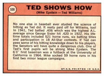 1969 Topps Baseball #539 Ted Williams Mike Epstein EX-MT 517488