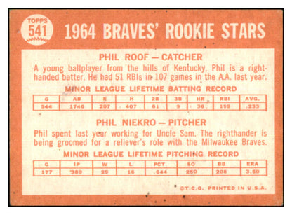 1964 Topps Baseball #541 Phil Niekro Braves EX 517529