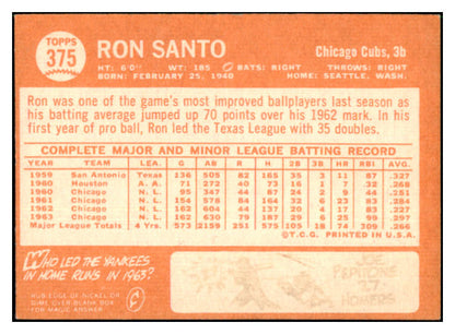1964 Topps Baseball #375 Ron Santo Cubs EX-MT 517546