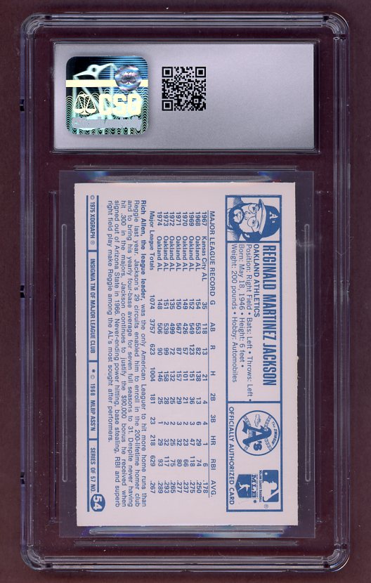 1975 Kelloggs Baseball #054 Reggie Jackson A's CSG 8.5 NM/MT+ 518316