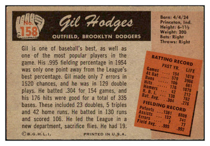 1955 Bowman Baseball #158 Gil Hodges Dodgers EX 518882