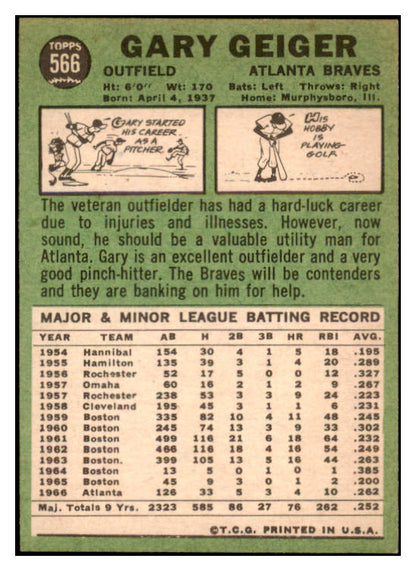 1967 Topps Baseball #566 Gary Geiger Braves NR-MT 519152