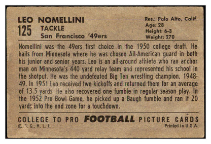 1952 Bowman Large Football #125 Leo Nomellini 49ers PR-FR 519453