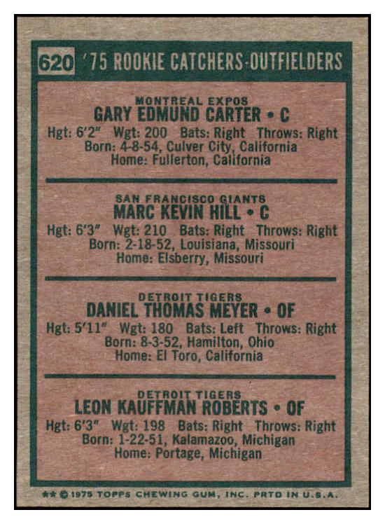 1975 Topps Baseball #620 Gary Carter Expos EX-MT 519529
