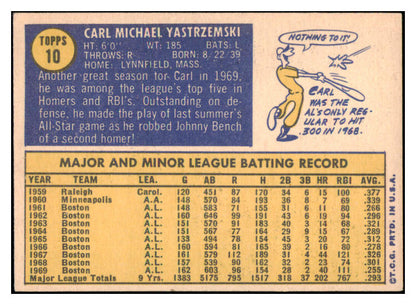 1970 Topps Baseball #010 Carl Yastrzemski Red Sox EX 519546