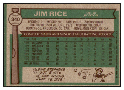 1976 Topps Baseball #340 Jim Rice Red Sox EX 519575