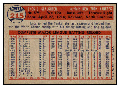 1957 Topps Baseball #215 Enos Slaughter Yankees EX+/EX-MT 519747