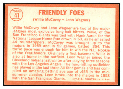 1964 Topps Baseball #041 Willie McCovey Leon Wagner VG-EX 520042