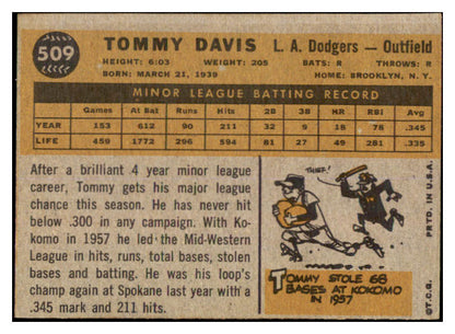 1960 Topps Baseball #509 Tommy Davis Dodgers EX-MT 520082