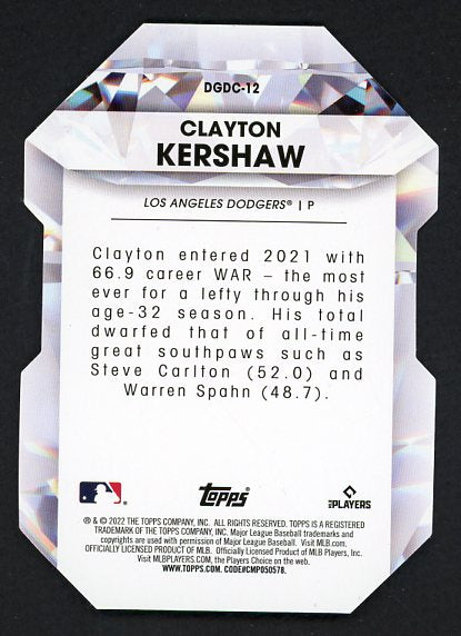 2022 Topps Diamond Greats Die Cut #012 Clayton Kershaw 520274