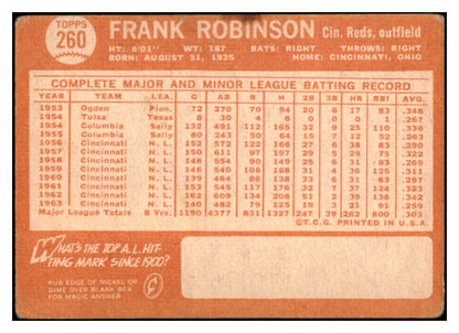 1964 Topps Baseball #260 Frank Robinson Reds VG 520745