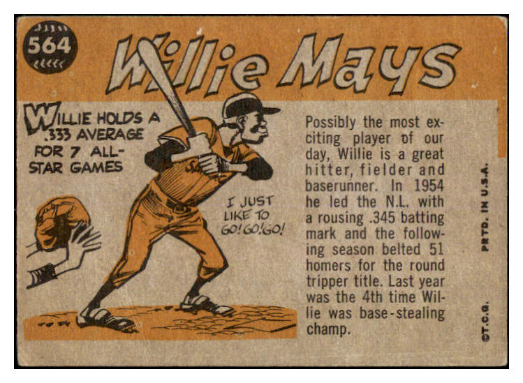 1960 Topps Baseball #564 Willie Mays A.S. Giants VG-EX 520951