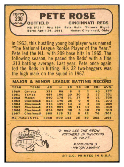 1968 Topps Baseball #230 Pete Rose Reds EX+ 521723