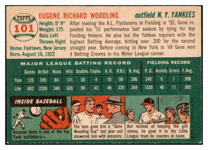 1954 Topps Baseball #101 Gene Woodling Yankees EX-MT 521923