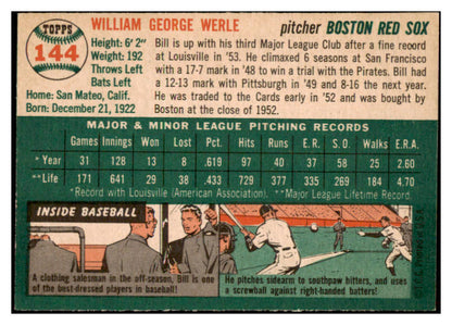 1954 Topps Baseball #144 Bill Werle Red Sox EX-MT 521969