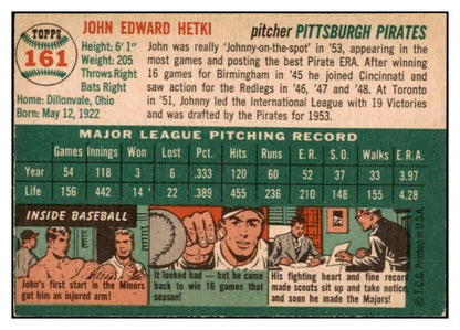 1954 Topps Baseball #161 John Hetki Pirates EX-MT 521987