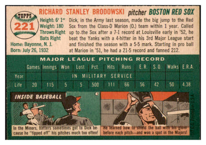 1954 Topps Baseball #221 Dick Brodowski Red Sox EX-MT 522052