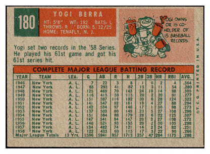 1959 Topps Baseball #180 Yogi Berra Yankees EX-MT 522382