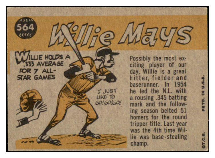1960 Topps Baseball #564 Willie Mays A.S. Giants EX 522463