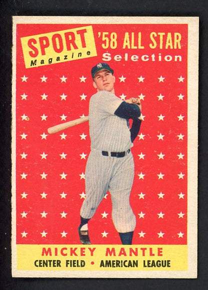 1958 Topps Baseball #487 Mickey Mantle A.S. Yankees EX-MT 522605