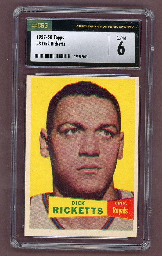 1957 Topps Basketball #008 Dick Ricketts Royals CSG 6 EX-MT 522760