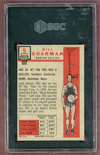 1957 Topps Basketball #005 Bill Sharman Celtics SGC 4 VG-EX 522761