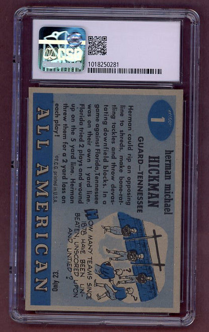 1955 Topps Football #001 Herman Hickman Tennessee CSG 7 NM 523078