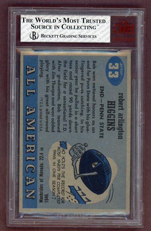 1955 Topps Football #033 Bob Higgins Penn St. BVG 7.5 NM+ 523091