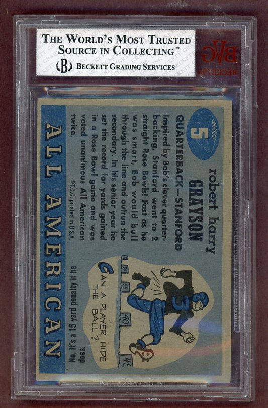 1955 Topps Football #005 Bob Grayson Stanford BVG 7.5 NM+ 523114