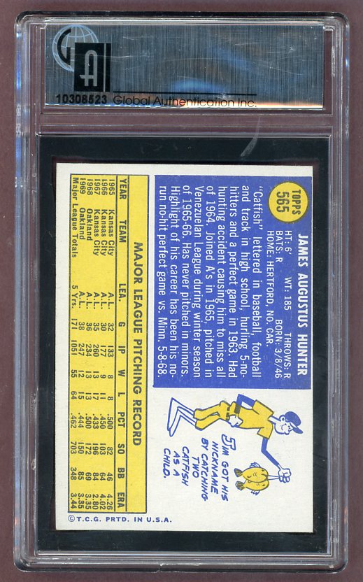 1970 Topps Baseball #565 Catfish Hunter A's GAI 9 MINT 523391