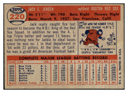 1957 Topps Baseball #220 Jackie Jensen Red Sox EX-MT 523775