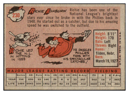 1958 Topps Baseball #230 Richie Ashburn Phillies EX-MT 523818