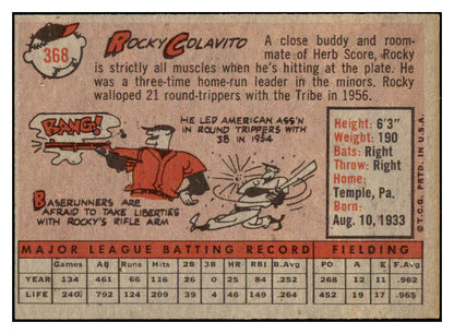 1958 Topps Baseball #368 Rocky Colavito Indians EX-MT 523843