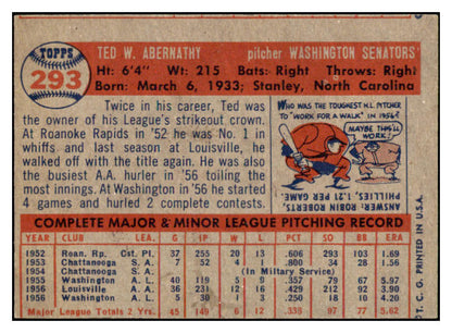 1957 Topps Baseball #293 Ted Abernathy Senators EX 523896