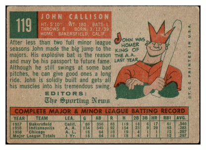 1959 Topps Baseball #119 John Callison White Sox EX-MT 524285