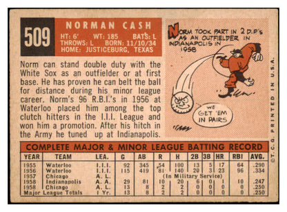 1959 Topps Baseball #509 Norm Cash White Sox EX 524342