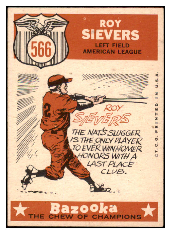 1959 Topps Baseball #566 Roy Sievers A.S. Senators EX-MT 524374